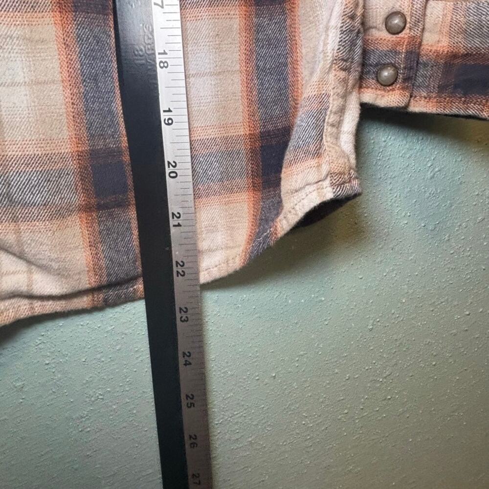 Cody James Boys Brown Tan Plaid Flannel Button Up Long Sleeve Western Shirt - Picture 8 of 10